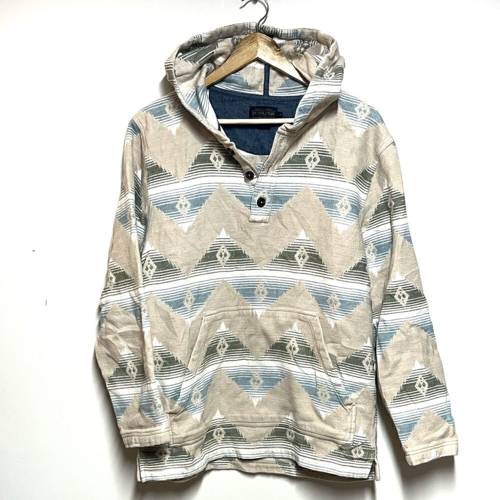Pendleton Men's Driftwood Cotton Flannel Pullover Hoody Tan Cloudcroft Sz S